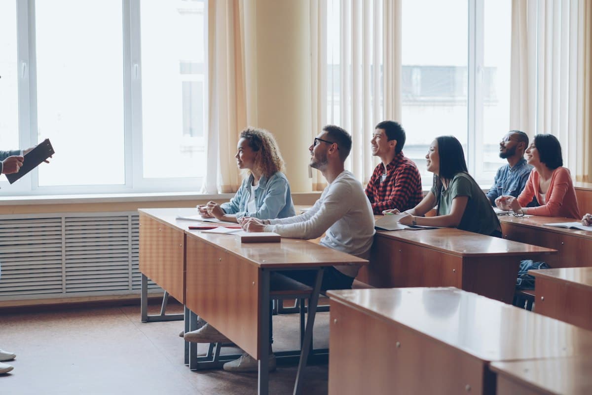 Students in a university lecture
